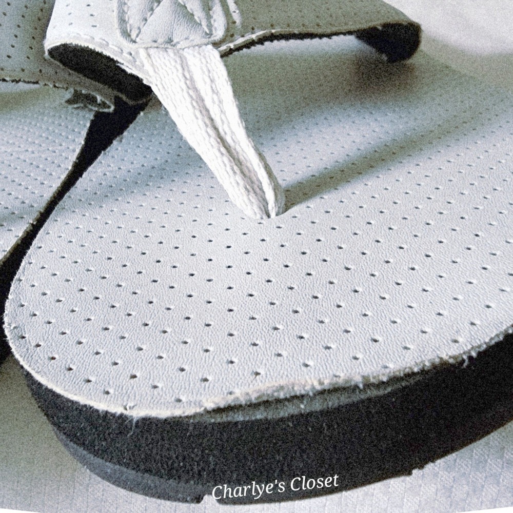 Geoffrey Beene Flip Flop Sandals Mens XL 12-13 White Vegan Beach Casual Lounge - Picture 10 of 11